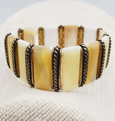 Creamy Yellow and Gold tone Lia Sophia Bisque Stretchable Bracelet 7.5”