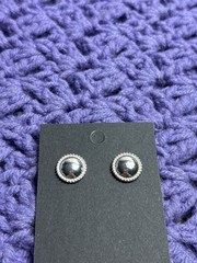 Vintage Silvertone Round Stud Earrings 0.5 inch