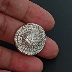 Chunky Statement Ring Sterling Silver Dome Pave CZ Cocktail 9.25 Bold Modernist
