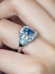2.10Ct Art Deco Style Lab Created Topaz & Diamond Wedding 14k White Gold FN Ring