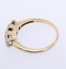 Antique Art Deco 1930’s 14k Two Tone Gold 3 Stone Diamond Ring