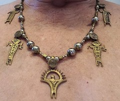 RARE cast Bronze art necklace Nancy J Young /Tribal /Southwestern/ handcrafted