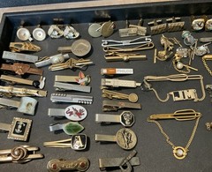 VTG 101 PC MEN’S JEWELRY LOT CUFFLINKS TIE BARS CHAINS TACS & SETS 14 SWANK! +++