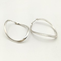 Vintage Sterling Silver 2” Twist Oval Hoop Earrings Marked 925 MWS 6.9g #00