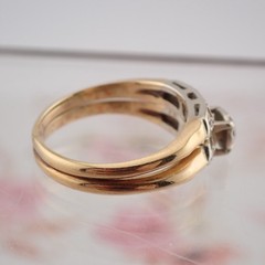 VTG 14k YG .25 Ct Diamond Center Wedding Engagement Size 5.75 Fused Ring Set