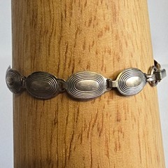 Vtg Sterling Silver Panel Bracelet 6.03g Fine Jewelry 7.25″ Fold Over