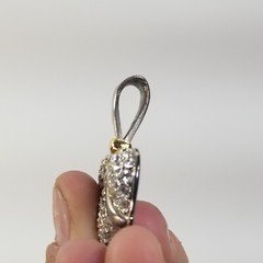 Vintage Premiere Designs Signed Heart Rhinestone Pendant Silver Tone Gold Tone