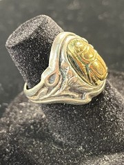 Vintage Sterling Silver Gold Tone Scarab Beetle Ring Size 5 Han Zup– 3077