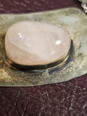 Vintage Mid-Century Modernist Sterling Silver & Pink Quartz Statement…