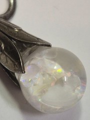 Vintage Sterling Silver Floating Opal Chip Earrings Signed Opalite Dangle Bridal