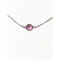 Vintage Medici Purple Glass Station Necklace Silver Tone Bezel Set 16″