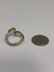 Vintage 925 Sterling Silver Baltic Amber Bypass Ring, Size 9