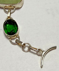 925 Sterling Silver Prehnite Gemstone Link Bracelet Adjustable 7 1/2 in – 9 inch