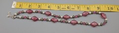 Vtg Czech Pink Foil Art Glass Bead Necklace Mid Century Princess 18″ Bohemian