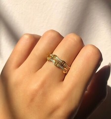 Dainty Anchor Mariner Link Chain Ring 18K Gold Filled Sterling Silver | Size 9