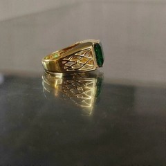 4.45Ct Green Lab Created Diamond Men’s Engagement Wedding 14K Gold Finish Ring