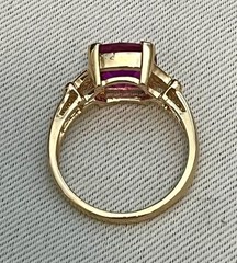 Vtg Ross Simons Gold Vermeil Sterling 925 Cushion Cut Pink Glass Stone Size 9