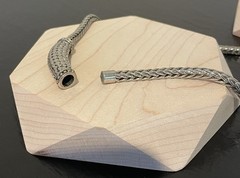 Snake Silvertone Magnetic Clasp Front Barrel Minor Gold Tone Detail Necklace