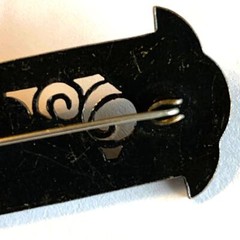 Pier Bex Antique c.1930’s Art Deco Enamel Brooch Pin with Trombone Clasp