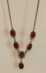 Vintage Neckless Cornelian 925 Silver Chain 19 Inch In The Gift Box