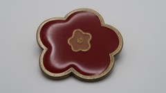 Vintage Brass Red Enamel Cloisonne Flower Brooch Pin 4.5cm BB12