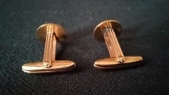 Vintage Yellow Gold-Filled Bullet Back Cufflinks Lot of 2 Oval & Round