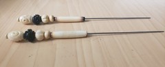 Antique Vintage 2 Hat Stick Pins / 3 +1/8″ Shaft – POSSIBLY ASIAN