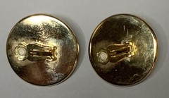 Vtg 80s Leopard Print Cabochon Faux Stone Center Gold Tone 1.5″ Clip On Earrings