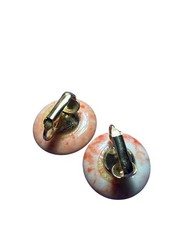 Vintage Orange White Speckled Button Clip On Earrings 7/8 inch