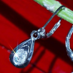 14k white gold earrings 0.25ct natural diamond 1.0″ teardrop dangle 2.50gr N3344