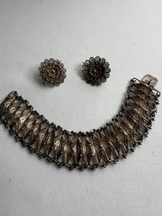 Vintage 800 Silver Filigree Bracelet & Earrings Italy