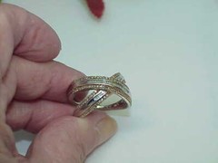 Vtg Sterling 18k Gold clad 1.00ct Diamond Criss Cross Ring Baguettes Sz8-7.9Gr