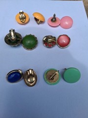 Vintage Clip On Earrings Lot 6 Pairs Plastic Lucite Retro Mod Costume Jewelry