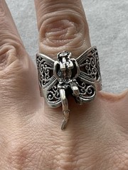 925 Sterling Silver Detailed Fairy Ring Size 9.5 Vintage Estate Jewelry