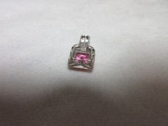 10K GOLD LAB CREATED PINK TOPAZ & NATURAL DIAMOND PENDANT CID CLYDE DUNEIER