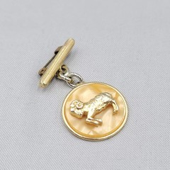 Vintage Aries Pearlized Brooch Gold tone 1 5/8″