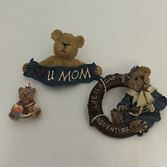 3 Vintage Resin Bear Pins Boyd’s Bears Mom Lifesaver Adventure Thanksgiving