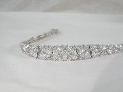 Vintage Sterling Silver 925 Cluster Gemstone Tennis Bracelet 7.5″