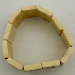 Vintage Bone Mahjong Tile Bracelet With Elastic 1” x 5/8” Tiles