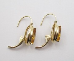 1.54CTW Marquise Shape Citrine Drop Earrings 14 Karat Yellow Gold 20 MM
