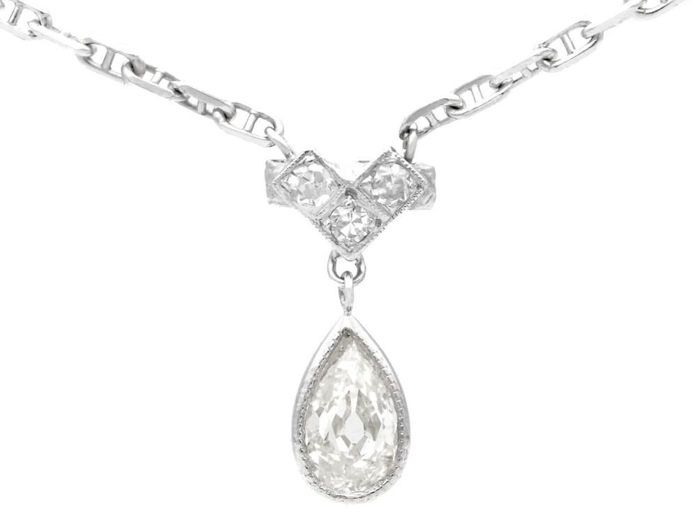 Antique 0.68Ct Diamond and 9k White Gold Necklace Circa 1930