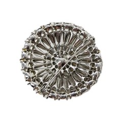 Vintage Round Brooch Crystal Silver tone HUGE Modern Modernist 3D 2.25 in