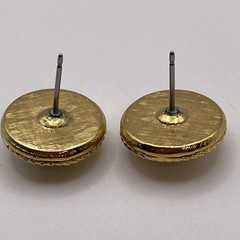 Earrings Vintage Faux Pearl Round Metal Gold Tone Pierced Stud Jewelry