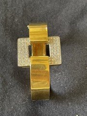Vintage Unique Heavy 18k Yellow Gold Diamond Bangle Bracelet Weighs 59 Grams