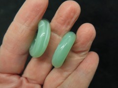 Vintage Marbleized Lucite Faux Jade Hoop Pierced Earrings