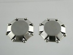 Vintage Pat Areias Sterling Silver Octagon Clip on Earrings 33.3g 1.25 Inches