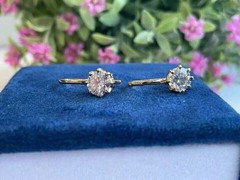 Art Deco Style Lab Created Diamond Engagement 14K Gold FN Drop/Dangle Earrings