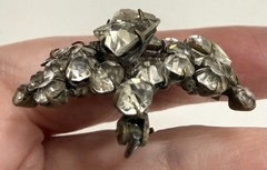 Antique Art Deco Cluster Brooch with Prong Set Round & Trillion Cut Glass Stones