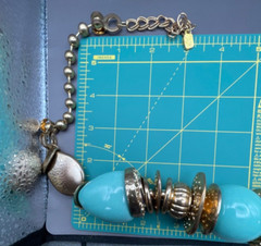 Necklace Turquoise Color Metal Beads Discs Chunky 80s Choker Necklace Signed
