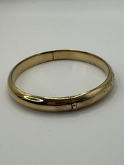 Vintage 14K Gold Filled Marathon Hinged Bangle W/ Floral Etching